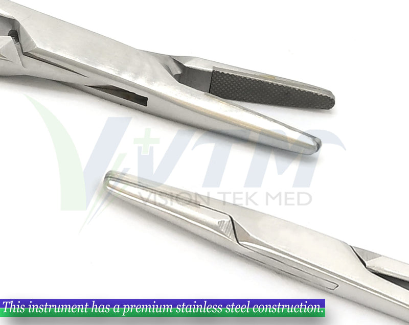 8 Inch TC Mayo Hegar Needle Holder Driver with Tungsten Carbide Inserts and Gold Rings Premium Grade Instrument