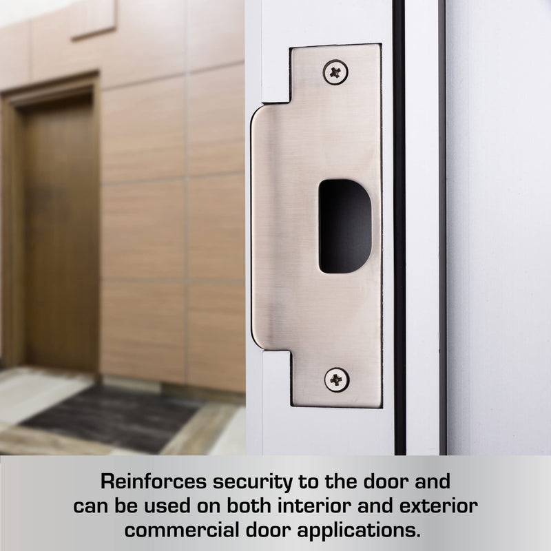 BRINKS Commercial - 4-Pack Replacement Door ASA Strike Plate, Satin Chrome Finish - Reinforce Security on Your Doors