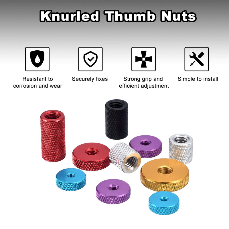 uxcell Knurled Thumb Nuts, M6 Female Thread Thin Type, Zinc-Plated Carbon Steel Knurled Nut Flat Head Through Hole Lock Adjusting Nuts for 3D Printer, 5Pcs 5