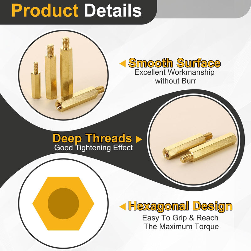uxcell 25Pcs Male to Female Thread Spacer Screws, M5 x 50mm + 7mm Brass Hex Standoff Screws PCB Motherboard for Drone Quadcopter, Computer and Circuit Board