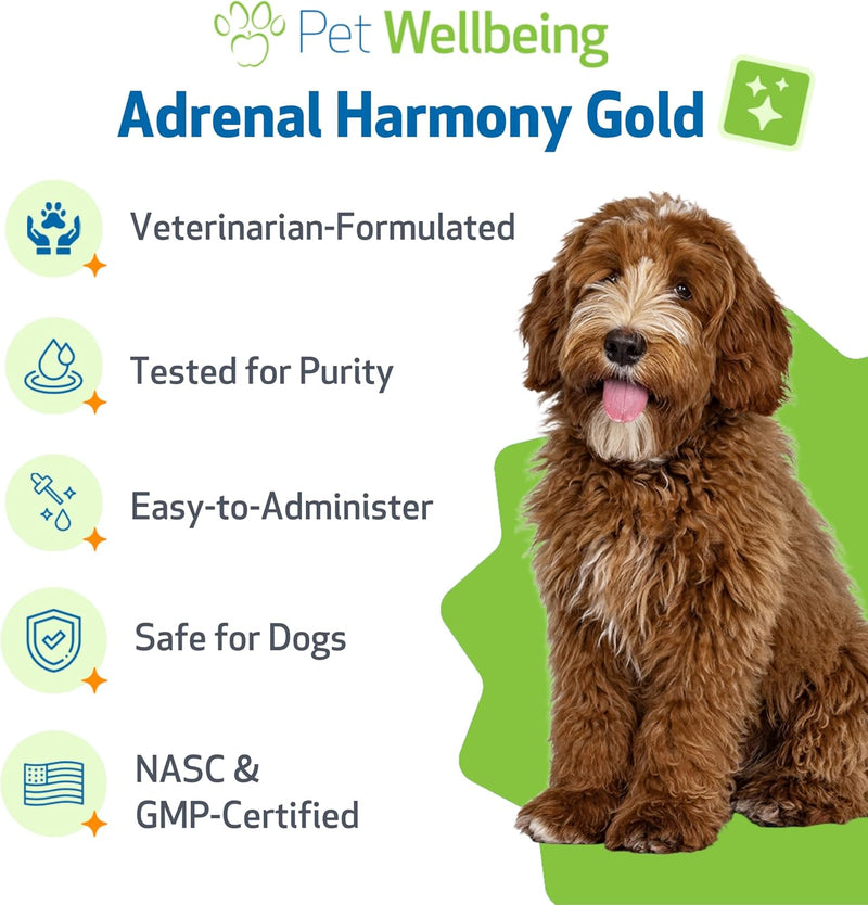 Pet Wellbeing - Adrenal Harmony Gold For Dogs- Natural Support For Adrenal Dysfunction And Cushing'S - 2 Ounce (59 Milliliter) - NewNest Australia