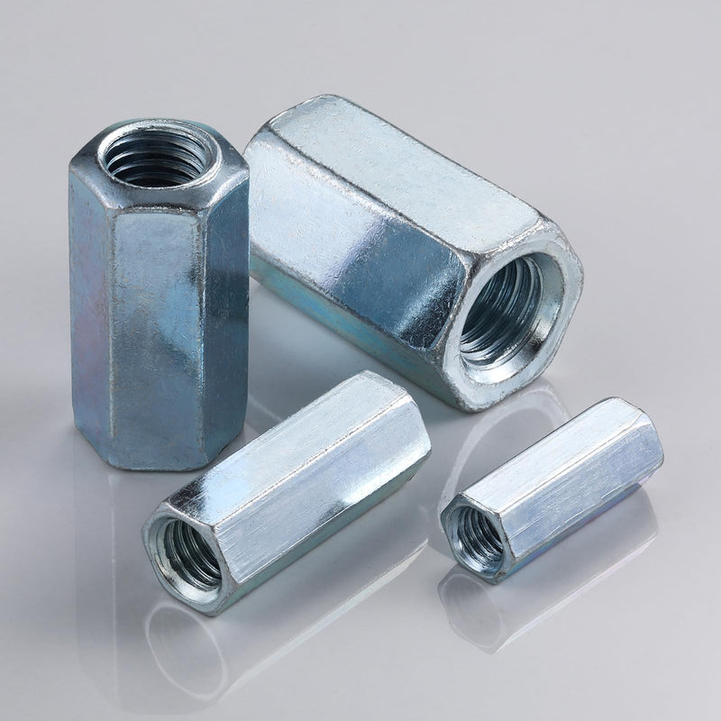 Wensilon(20 pcs)1/4"-20 Coupling Nuts zinc, Extended Hexagon Plated Steel Rod Coupling Nuts 1/4"-20 20