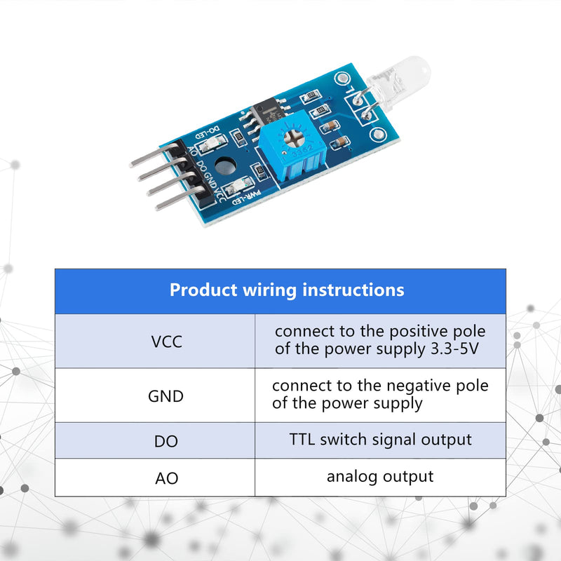 Photodiode Sensor Module, 4 Pins Photodiode Sensor Module, 5mm Photodiode Module, for Digital Light Brightness Detection, Photosensitive Sensor Module for Arduino(10PCS)