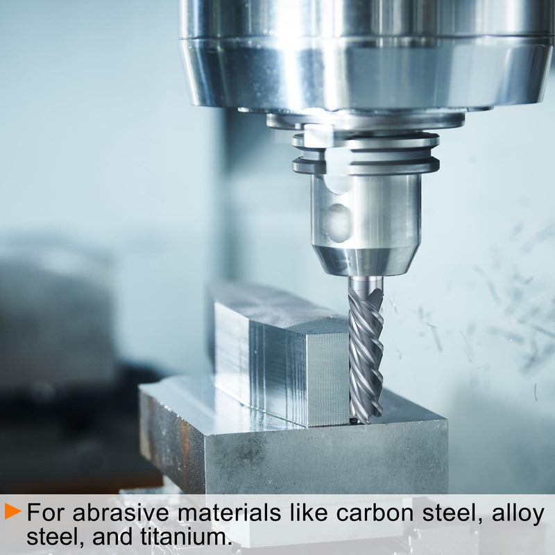 HARFINGTON Carbide Square Nose End Mill Bit 7/16" Cut Dia 4 Flutes TiAlN Coated Milling Cutter for Hardened Steel Metal (7/16" Shank 2" Cut Length 4-1/4" Long 30 Degree Helix HRC53-55)