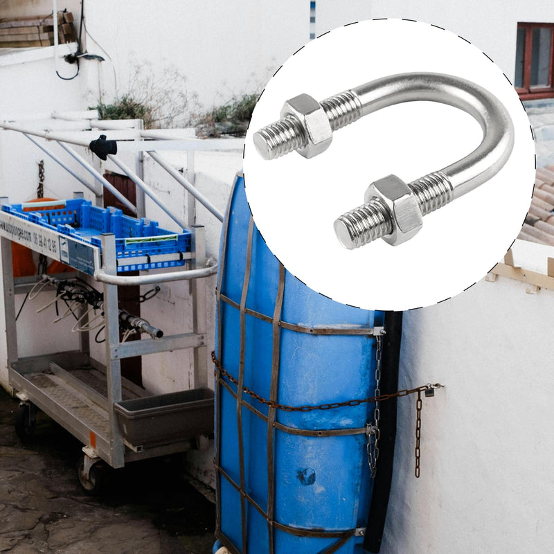 4 Pcs Round U-Bolts 1.06 inch (27 mm) Inside Width 54 mm Long M8 304 Stainless Steel U-Bolts with Nuts M8×27×54mm