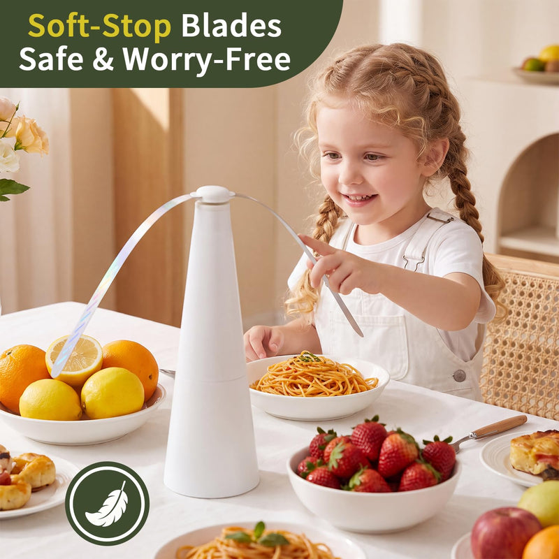 Rechargeable Fly Fans for Table - Suitable for BBQs, Picnics, Camping, Parties, and Outdoor & Indoor Dining (White, 4 Pcs) White 4-Pack