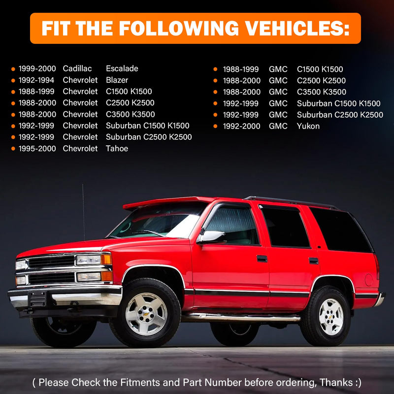 Yinlowa Front Exterior Door Handles with Lock Cylinder & Keys for 1988-2000 Chevy GMC C1500 C2500 C3500 K1500 K2500 K3500 Tahoe Suburban Yukon Escalade Pair Replaces 15742229 15742230 15032305 Front Left & Right (With Locks) Black