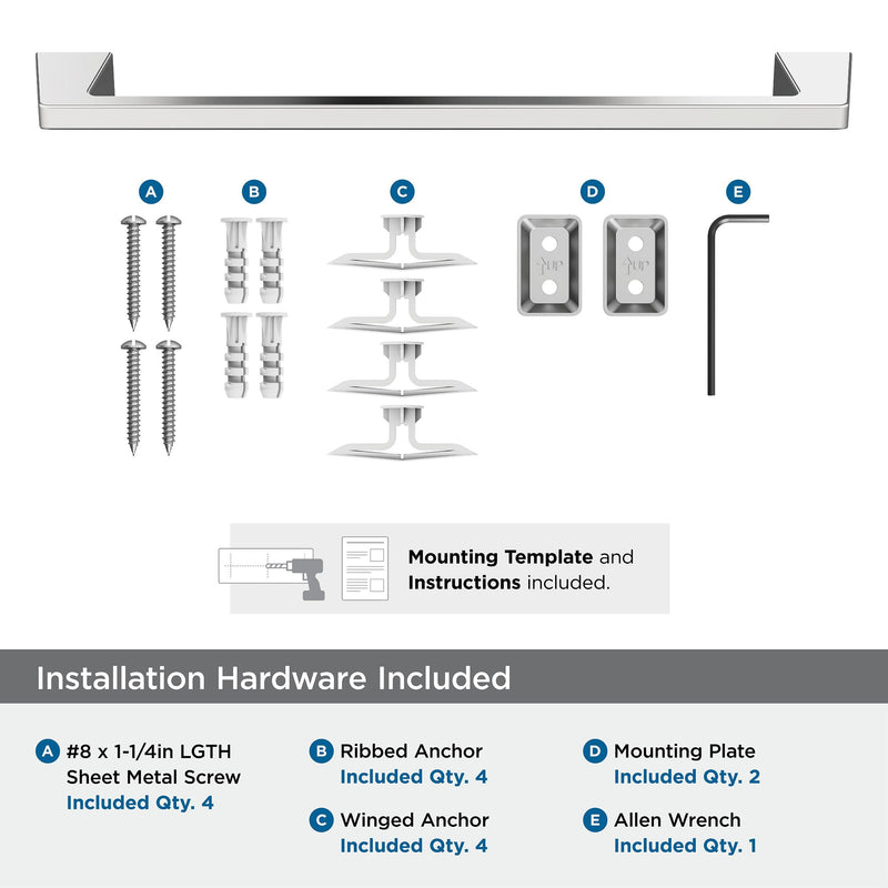 Amerock BH3600326 | Chrome Towel Bar | 18 inch (457 mm) Center-to-Center Towel Rack | Blackrock | Bathroom Towel Holder | Bathroom Hardware | Bath Accessories | Hand Towel Holder