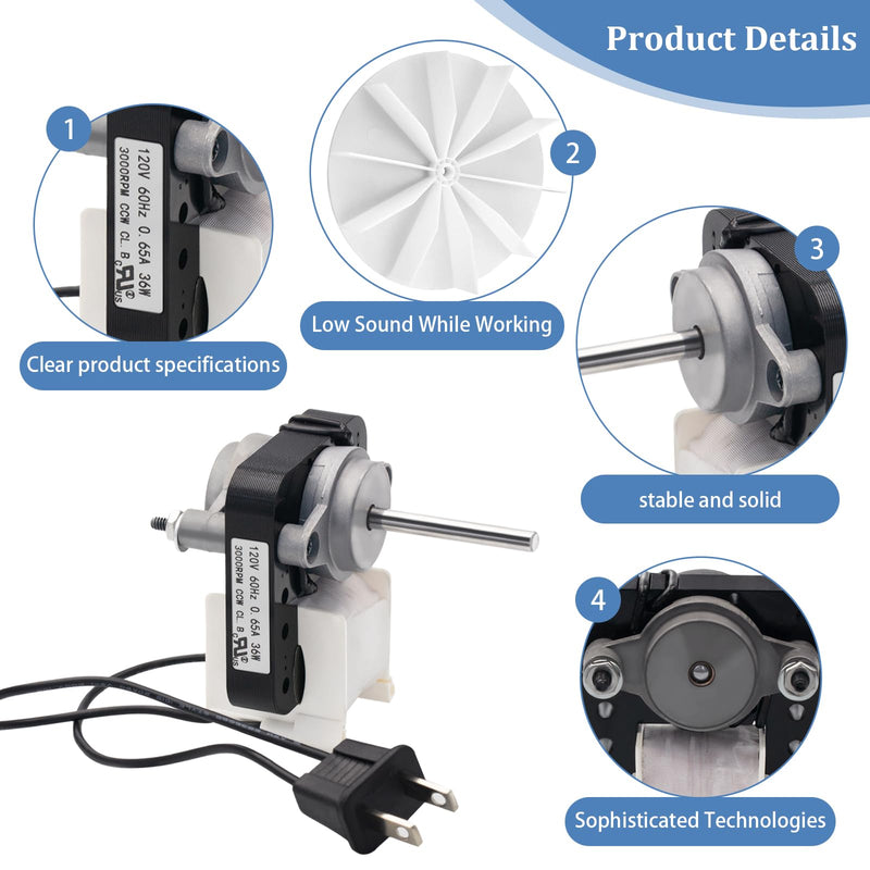 Universal Bathroom Vent Exhaust Fan Motor Replacement Electric Motors Kit SM550 for NutoneBroan 50CFM, 120V Replace C01575 65100 EM550 EM750