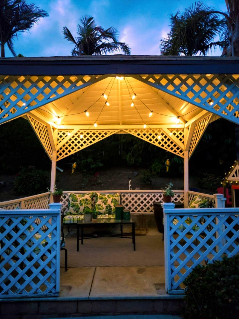 Brightech Ambience Pro Solar Powered Outdoor String Lights - Commercial Grade Patio Lights with 48 Ft Edison Bulbs - Shatterproof LED Solar Lights for - 1W LED, Warm White Light Bright (1W) Manual Control 48 FT