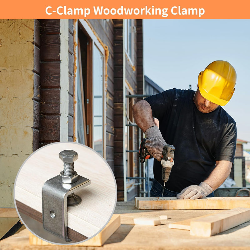 Stainless Steel C Clamps, Mini Tiger Clamp Set for Mounting, Heavy Duty Metal U Clamps, Small Desk G-Clamp with 0.79 Inch Stable Wide Jaw Opening for Metal Working Woodworking Welding Building (4pcs) 0.79 in / 20mm (4 Pcs)