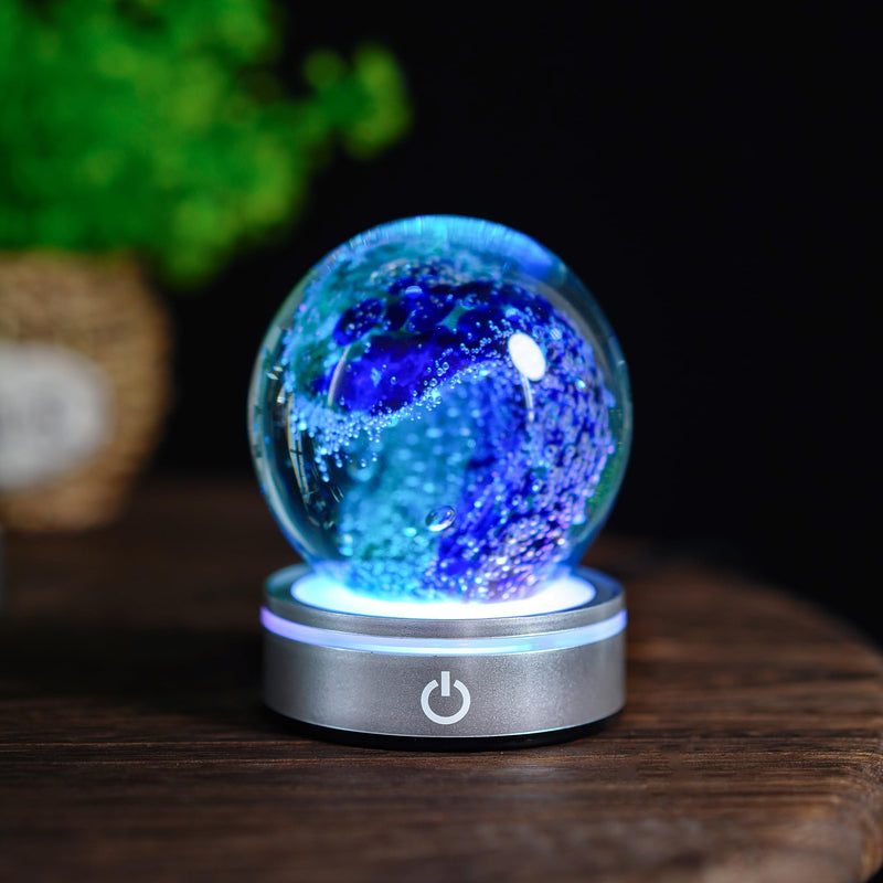 ZEERSHEE LED Light Base for Acrylic 3D Glass Resin Art Colorful Lighted Round Display Stand Battery/USB Power(Flat) Round-A