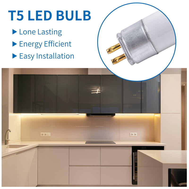 6 Pack 21 Inch F13T5/WW LED Replacement Bulbs, 3000K Warm White, T5 LED 9 Watts Replace Fluorescent Bulb with LED, Replacement Tube for Counter and Cabinet Fixture 6 Pack