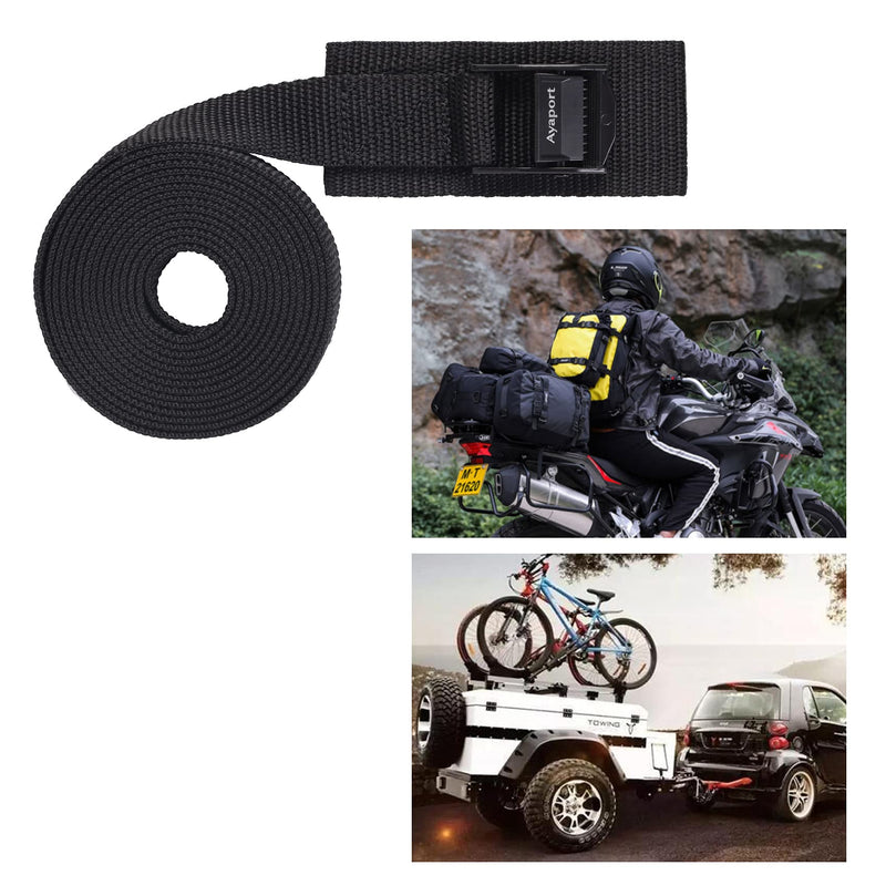 Ayaport Lashing Strap Tie Down Straps with Adjustable Cam Buckle Nylon Cinch Strap for Packing Cargo, Bike, Luggage Black 6 Pcs (Black, 1'' x 8') 1'' x 8'