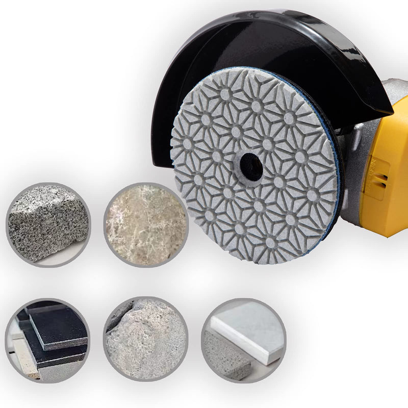 4" Diamond Polishing Pads 3 Step High Efficiency Abrasive Disc for Granite Marble Concrete Flexible Grinding Rubber Backing Pad Included 3 Steps