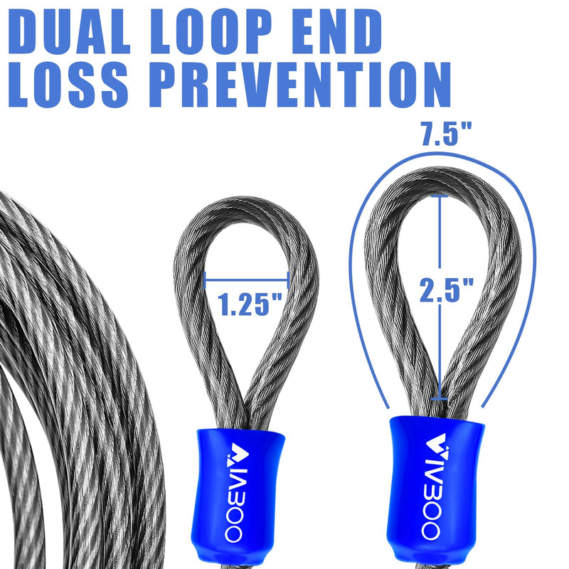 1/2Inch Heavy-Duty Security Cable Lock with Loops 4FT/6FT/8FT/10FT Bike Lock Cable Steel Cable Chain Locks for Outside