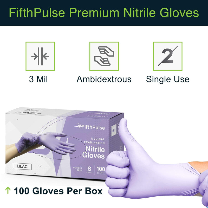 Lilac Nitrile Disposable Gloves - 100 Count - 3 Mil Nitrile Gloves Small - Powder and Latex Free Rubber Gloves - Surgical Medical Exam Gloves - Food Safe Cooking Gloves Lilac