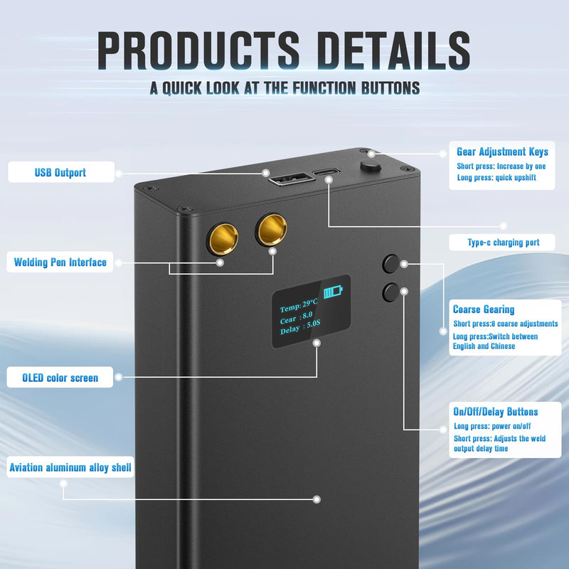 Battery Spot Welder Kit, 7500mA-h 80 Adjustable Power Levels Mini Spot Welding Machine with LCD Color Screen