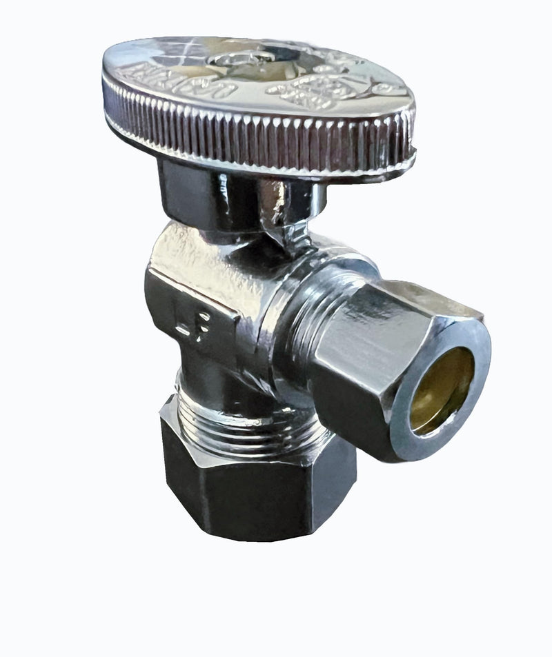 10Pcs EZ-FLUID Heavy Duty 1/2" Angle Stop Valve,1/2" Nom. (5/8"OD) Compression x 3/8"OD Outlet Water Shut Off Valves,1/4 TurnMetal Handle Angle Valve For Water Pipes,For Sink,Toilet,Faucet Valve Pack of 10
