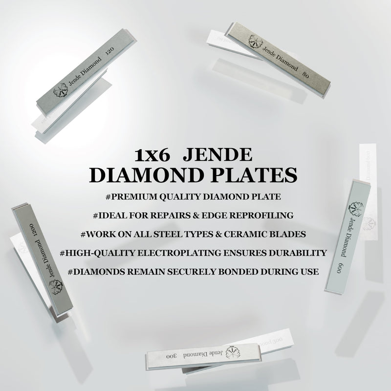 1x6 Jende Diamond Sharpening Stone Plate for Edge Pro, Jende JIGS, TSProf, Hapstone Sharpener, Ruxin (120 Grit) 120 Grit