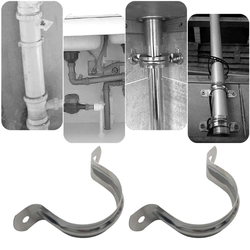 2 Pcs 8inch Rigid Pipe Strap,Two Hole Stainless Steel Strap U Bracket, Widened Tube Strap Tension Clip Assortment Kit Heavy Duty Pipe Clamp（219mm） 219mm/8inch