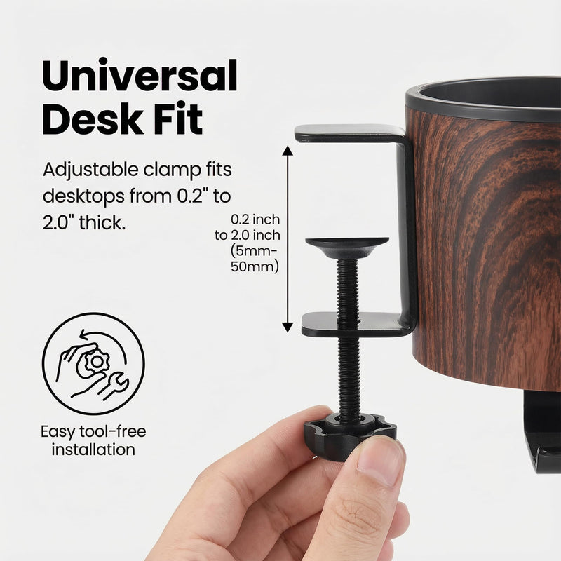 Luxury 2-in-1 Desk Cup Holder with Headphone Hanger for Office, Home, Gaming(Wooden Design) WOODEN DESIGN