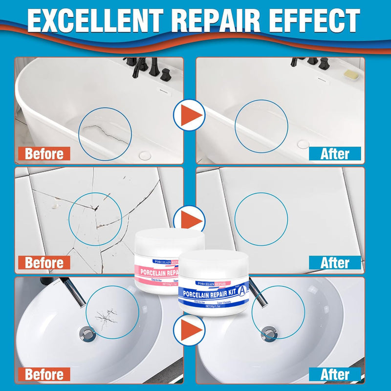 Fiberglass Tub Repair Kit (Color Match), 3.7oz Fiberglass Shower, Porcelain Sink and Acrylic Bathtub Repair Kit, Quick to Fix Cracks, Chips, Dents, Holes on Bath Tub & Toilet, Almond/Biscuit/Bone