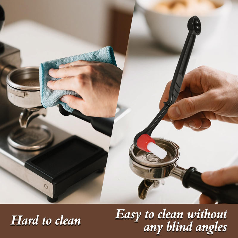Espresso Coffee Machine Cleaning Brush 2 Pieces Coffee Brush Espresso Cleaning Brush with Spoon Head for Coffee Grinder and Espresso Cleaning Black 2 Pack 51/54/58mm