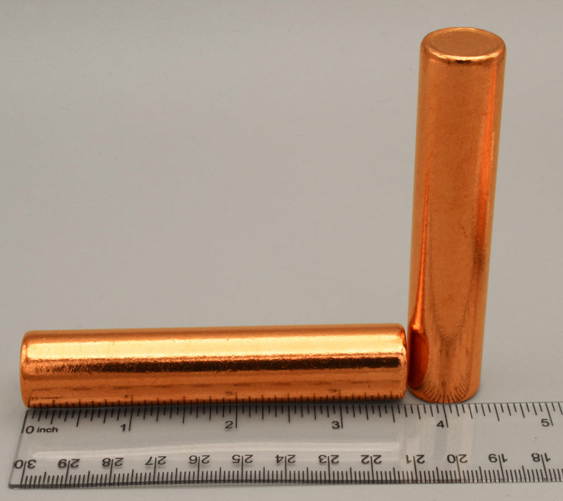 Premium Copper Round Rod Set - 2 pc. (3.63" x 0.75") 99.9% Pure Paperweight | With Velvet Pouch & Certificate of Authenticity 3.63" x 0.75"