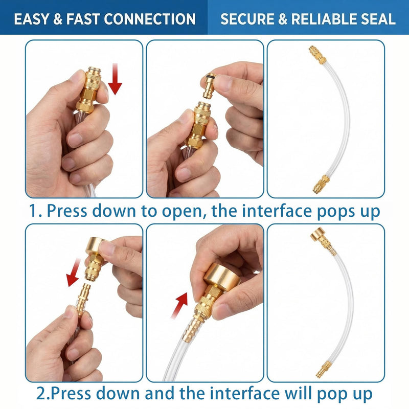 Hydraulic Steering Bleed Kit, Complete Boat Hydraulic Steering Kit with Brass Fittings for Easy Power Steering Fluid Flush, Leak-Free Bleeding Control for Marine Steering-Systems (21.6 Inches)