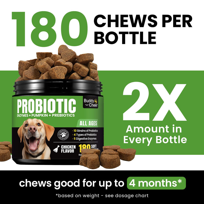 Glucosamine for Dogs Hip and Joint Supplement Chews & Probiotics for Dogs - Dog Probiotics with 5 Enzymes & 4 Prebiotics