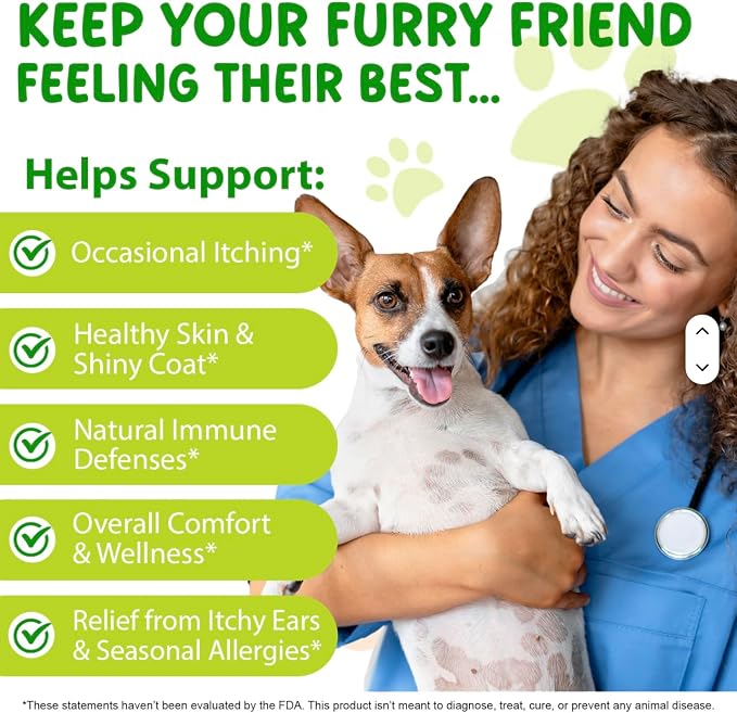 Yeast Infection Treatment for Dogs, 60ml Dog Ear Infection Treatment,Itchy Ear,Skin&Allergy Symptoms Relief-Reduces Inflammation&Relieves Irritation,Dog Supplement Drops with Multivitamins Probiotics