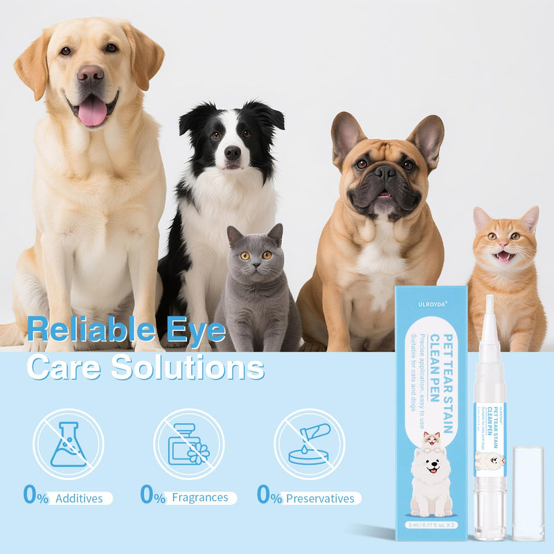 Tear Stain Remover for Dogs & Cats - Aloe Vera & Blueberry Extracts, Dog Eye Cleaner Pen for Discharge & Crust, Natural Plant-Based Pet Tear Stain Remover, Dog Grooming Supplies for Puppy & White Dogs Unscented