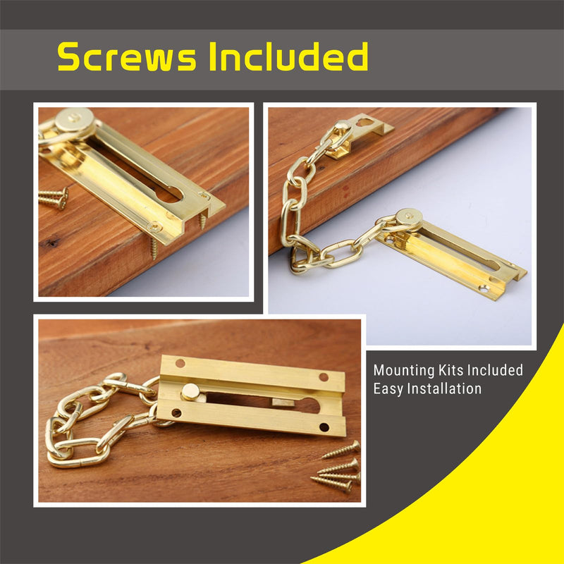Security Door Chain Guard Solid Brass, Heavy-Duty Home Security, Sturdy and Rust-Resistant Brass Door Lock Security Chain (Brass) - NewNest Australia