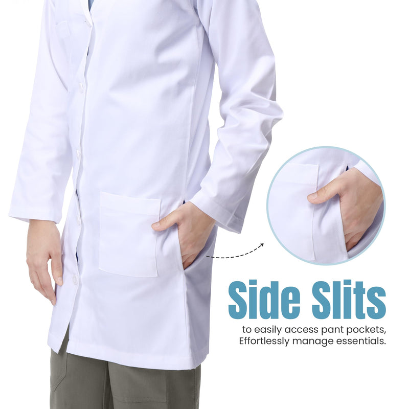 NY Threads Professional Lab Coat for Men Long Sleeve Poly Cotton Medical Coat Large (Pack of 1) White
