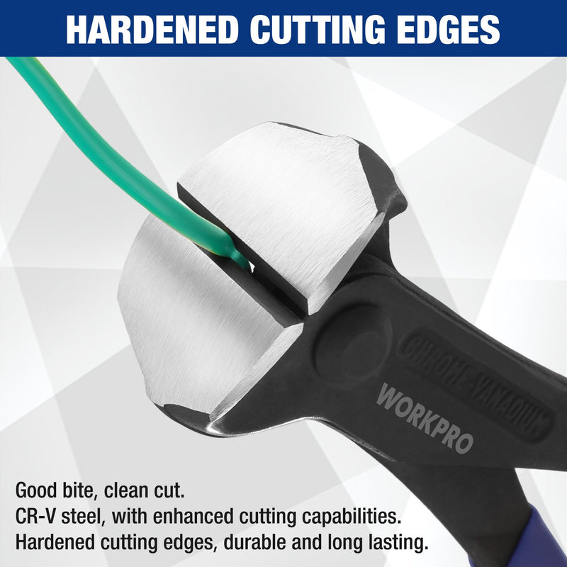 WORKPRO 7 Inch Nail Puller, End Cutting Pliers - Black Finish Chrome Vanadium Steel, High Leverage End Cutting Nipper, Carpenters Pincers, End Snips for Pulling Nails or Cutting Wires Small