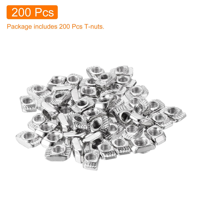 uxcell 200Pcs M4 T Nuts Sliding T Slot Nut Fastener Carbon Steel Nickel Plated Half Round Roll in Sliding Aluminum Profile Accessories 2020 Series M4-0.7x10x6x4.4mm 200
