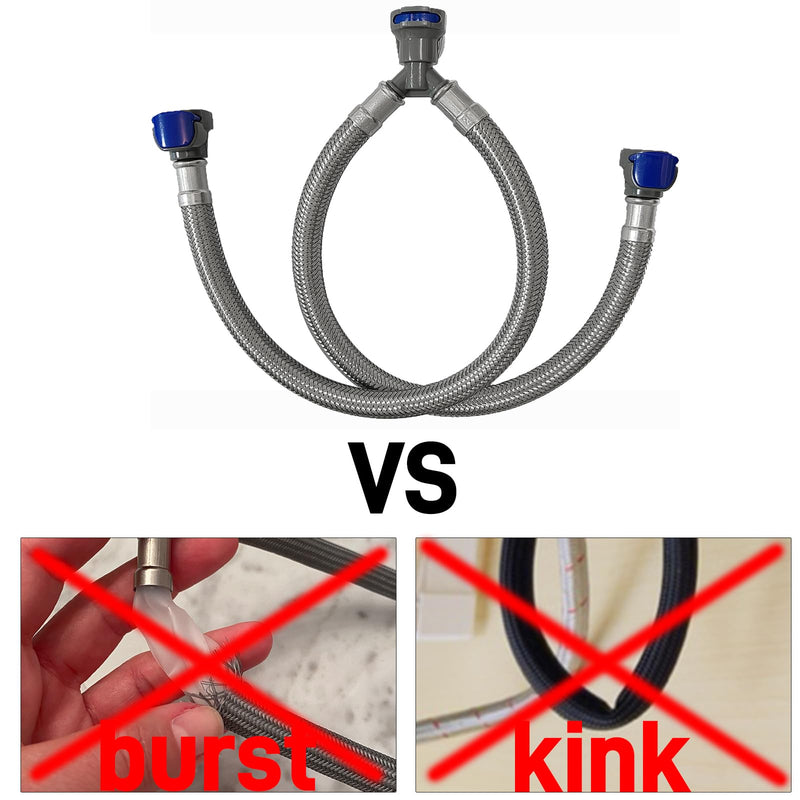 Quick Connect Faucet Water Supply Lines, 12 Inch, Widespread Bathroom Sink Faucets Replacement Fast Lock Pipe Hose, V-Shape