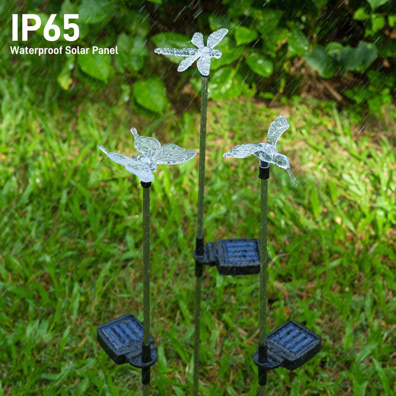 OxyLED Solar Garden Stake Lights 6 Pack Outdoor LED Figurine Lighting Color Changing Waterproof Solar Hummingbird Lights Butterfly Dragonfly for Patio Yard Pathway