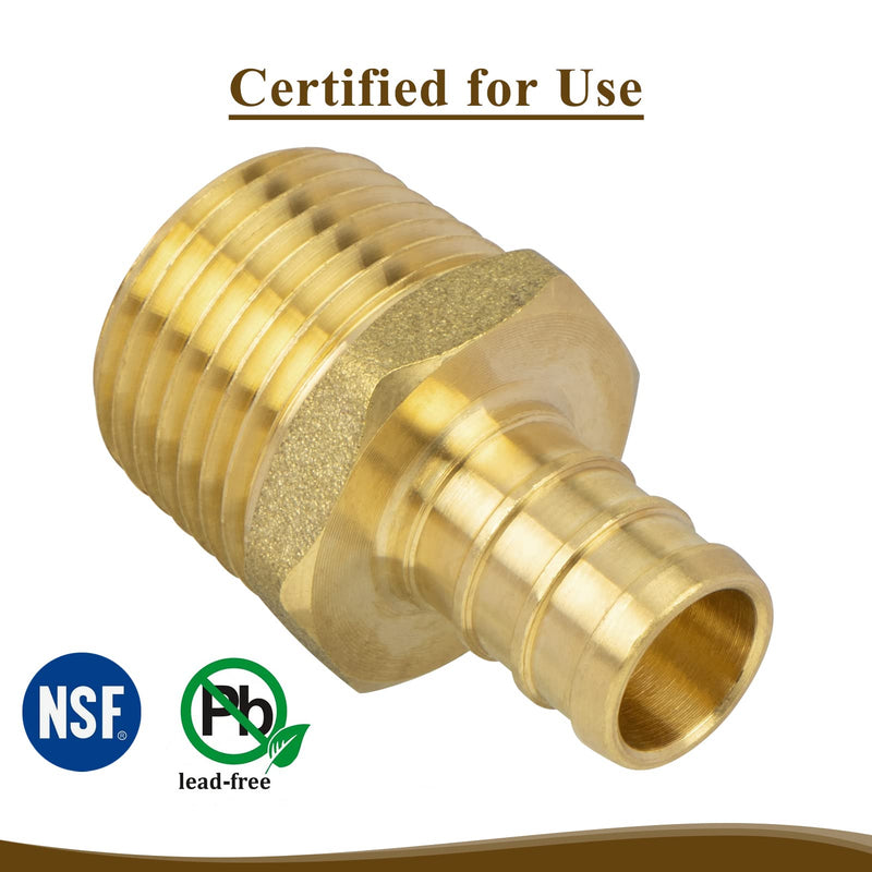 PEX Fitting, 3/4" Male NPT to 3/4" PEX Adapter for Plumbing Repairs or Remolding, Sturdy and Durable Brass Crimp Fitting (4 Pack) 3/4"-4Pack Male Adapter