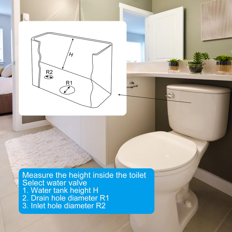 uxcell Toilet Flush Valves, 2 Inch Dual Flush Valve Split Push Button Toilet Bottom Inlet Fill Valve Toilet Replacement Parts(240mm Height, White) 240mm