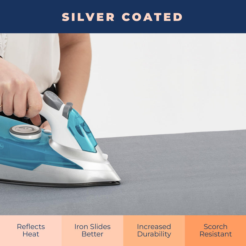 Ironing Board Cover and Pad Extra Thick Heavy Duty Padded 4 Layers, Silver Coated Ironing Board Cover, Non Stick Scorch and Stain Resistant Standard Size 15x54 Inch with Elasticized Edges Gray - NewNest Australia