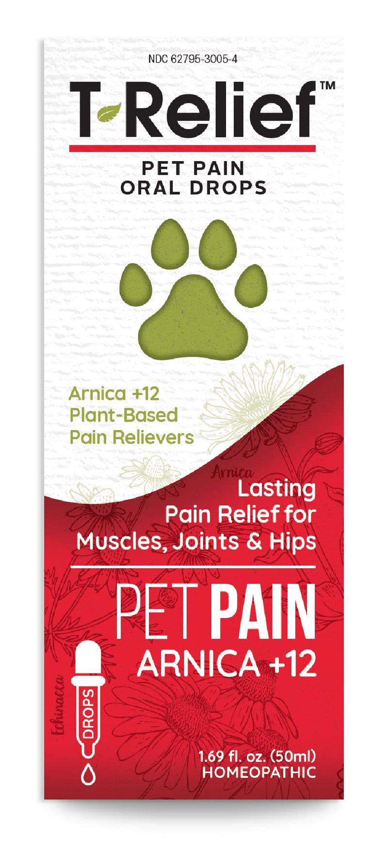 T-Relief Pet Pain Relief Drops Arnica +12 Powerful Natural Medicines Help Reduce Muscle Joint & Hip Pain Soreness Stiffness Injuries in Dogs & Cats - Fast-Acting Soother - 1.69 oz T-Relief Pet Pain drops - 1.69 oz - NewNest Australia