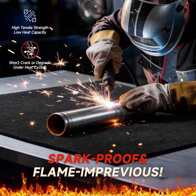 Carbon Felt Welding Blanket Fireproof, 40 x 40 Inch Heavy Duty Heat Resistant Mat, 1800°F Flame Retardant Fabric Fire Blanket for Soldering, Plumbers, HVAC Brazing Tools & Grill Shield
