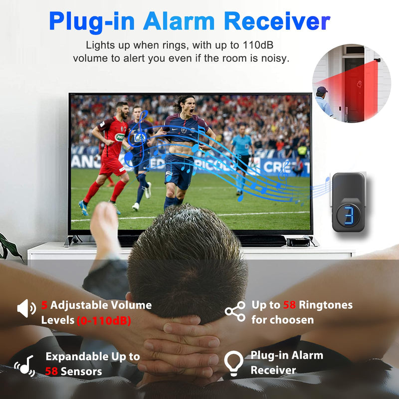 Wireless Driveway Alarm, Outdoor Weatherproof Motion Sensor & Detector with 600ft Range, Microwave Infrared Home Security Alert System for Driveway/Garage/Indoor/Outdoor A 1 Receiver+1 Sensors