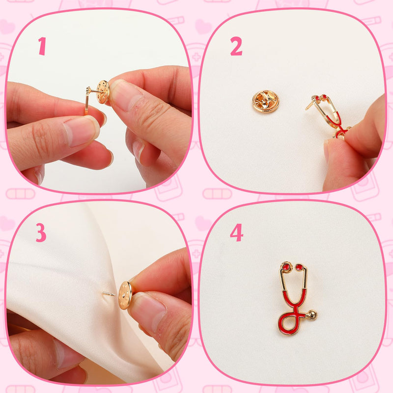 50Pcs Nurse Pins Bulk, Cute Enamel Medical Brooch for Badge, Stethoscope Hearts Bandages Pins for Nurses' Day Gifts for Decor Clothes and Bags 100Pcs