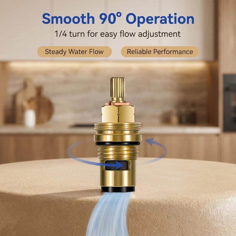 2 Pack Ceramic Faucet Cartridge for Grohe 45882000 45883000, 1/2 Inch 1/4 Turn Hot Cold Water Replacement, 90 Degree Valve for Grohe Kitchen Bathroom Shower Faucet Parts Hot&Cold