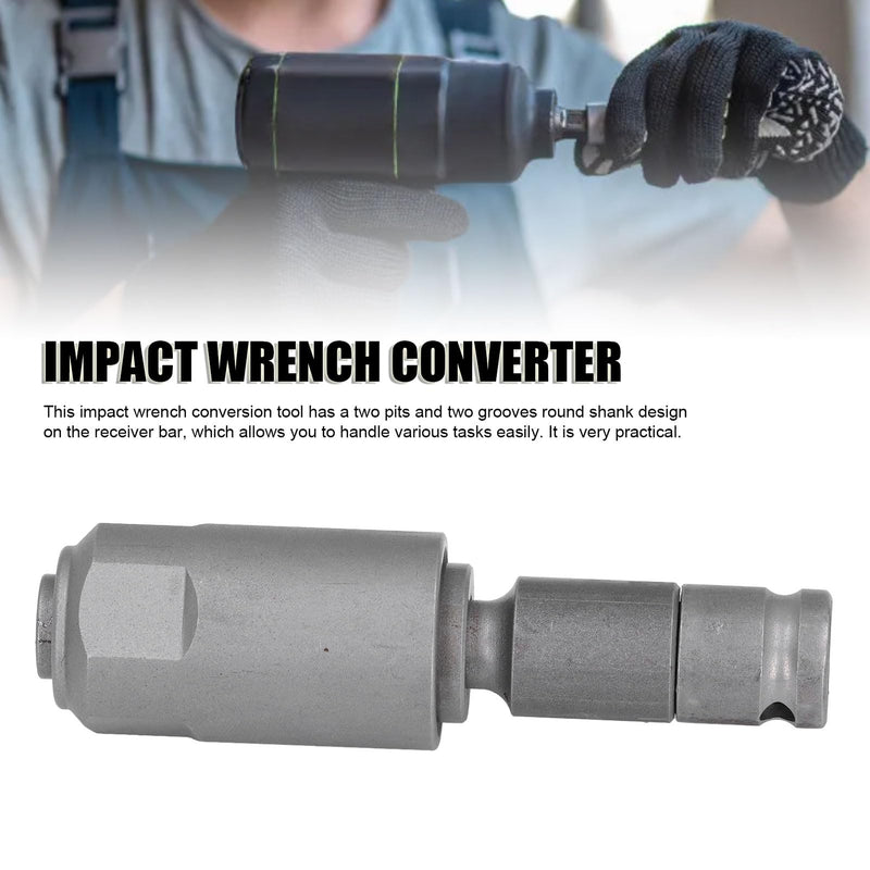 Impact Wrench Converter, High Carbon Steel 2 Pits and 2 Grooves, Round Shank Impact Wrench to Electric Hammer Adapter, for Various Drill Types