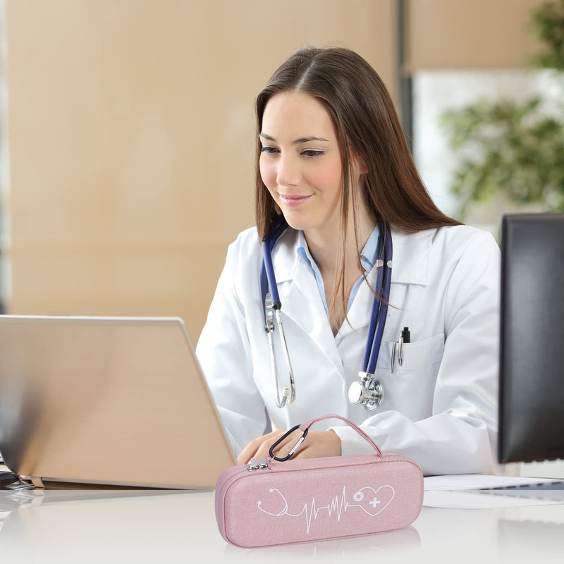 Stethoscope Case for 3M Littmann Classic III, Lightweight II S.E, Cardiology IV Diagnostic, MDF Acoustica Deluxe Stethoscopes, Extra Room for LED Penlight Scissors and Nurse Accessories, Pink
