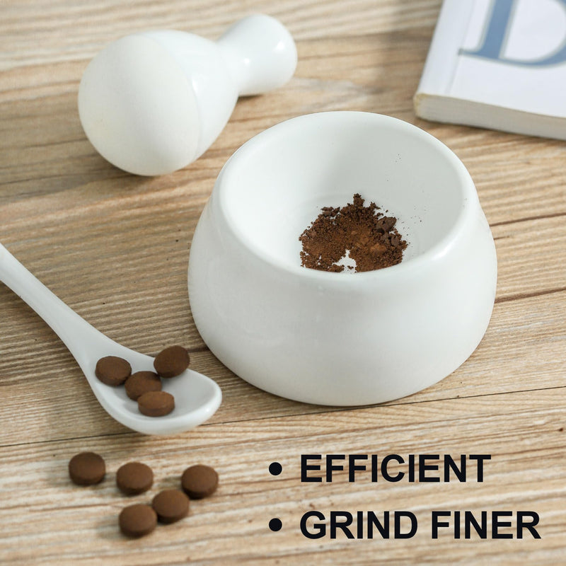Mortar and Pestle Set, Pill Grinding Bowl,Pill Crusher and Spice Stone Grinder, 2.5 Inch, 1/2 Cup, Grinding is Efficient and Labor-Saving